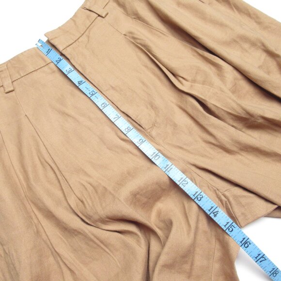 Anthropologie Maeve Avery Pleated Wide-Leg Trousers Linen Edition Khaki Large - Picture 7 of 11